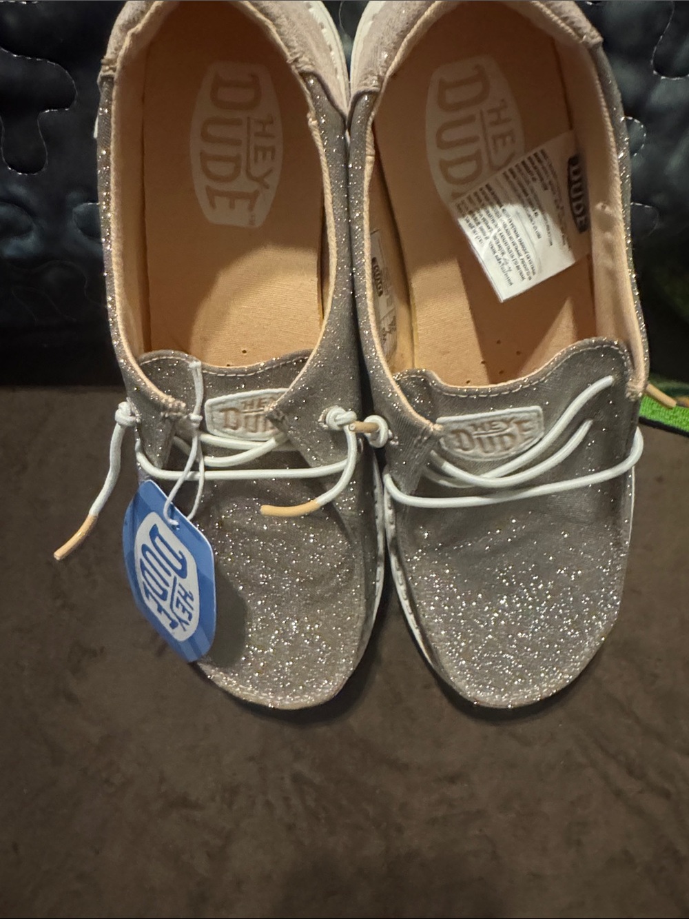 HEY DUDE Womens Wendy Glitter Shoes Size 9 NWT Sparkle Loafers WIDE - Picture 5 of 8